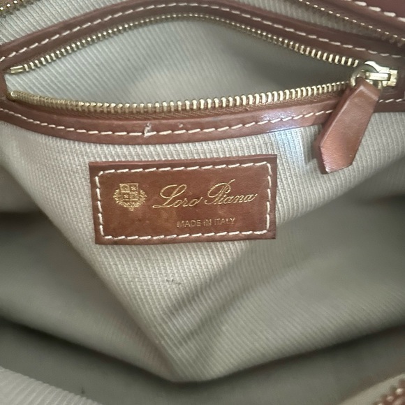 Rare Loro Piana Brown & Plaid Blue Leather Handbag - Picture 9 of 15